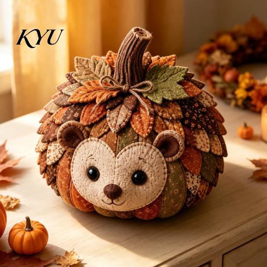 Stuffed Pumpkin Making Kit Animal Patchwork Kit, DIY Fox Cat Owl Sewing Weekend Art Activities Cute Craft for Adults, Home Fall Decoration Handmade