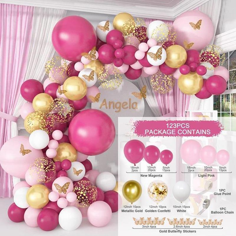 Pastel Pink Purple Balloons with Fairy Wings Butterfly Balloon Garland Arch Kit for Wedding Bridal Shower Birthday Decorations