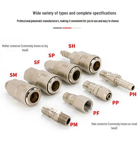 C-type Quick Connect Air Hose Adapter Kit: Self-locking Pneumatic Tool with Male/Female Quick Plug for Air Guns and Compressors.