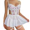 Sexy Sheer Mesh Nightgown Set with Puff Skirt and Sling Straps - M236