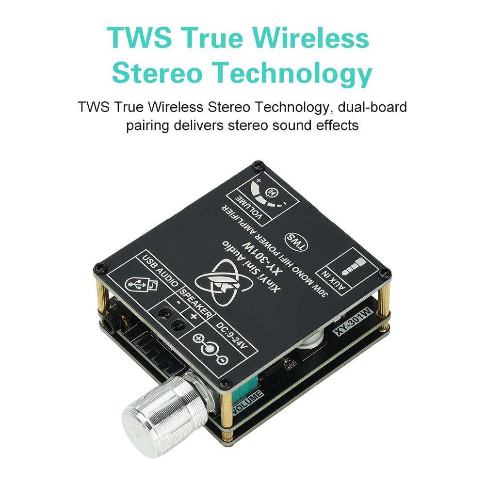 XY-301W Mono 30W Bluetooth Digital Audio Amplifier Board TWS True Wireless Stereo Audio for Speakers with DC 9-24V Support App