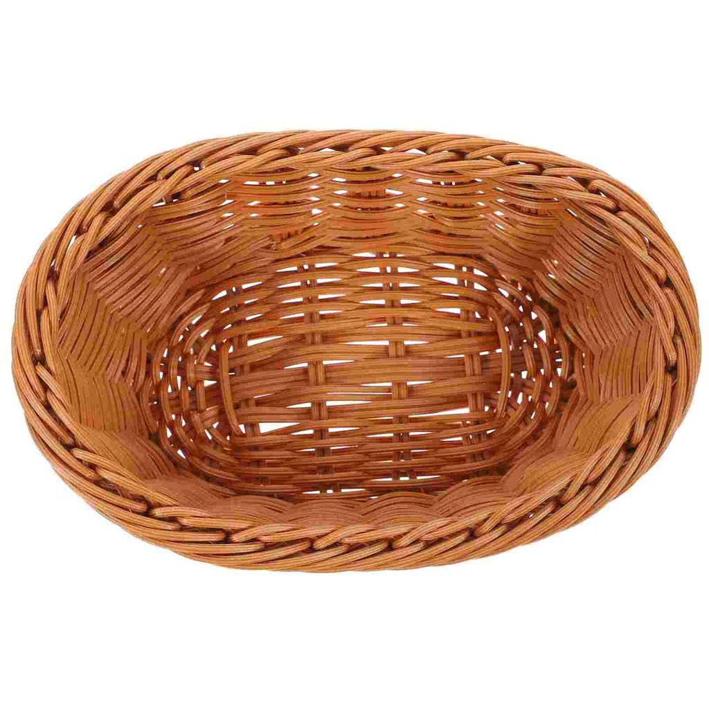 Rattan Storage Basket Baskets Woven Hand Snacks Dining Table Tabletop Fruits Bread