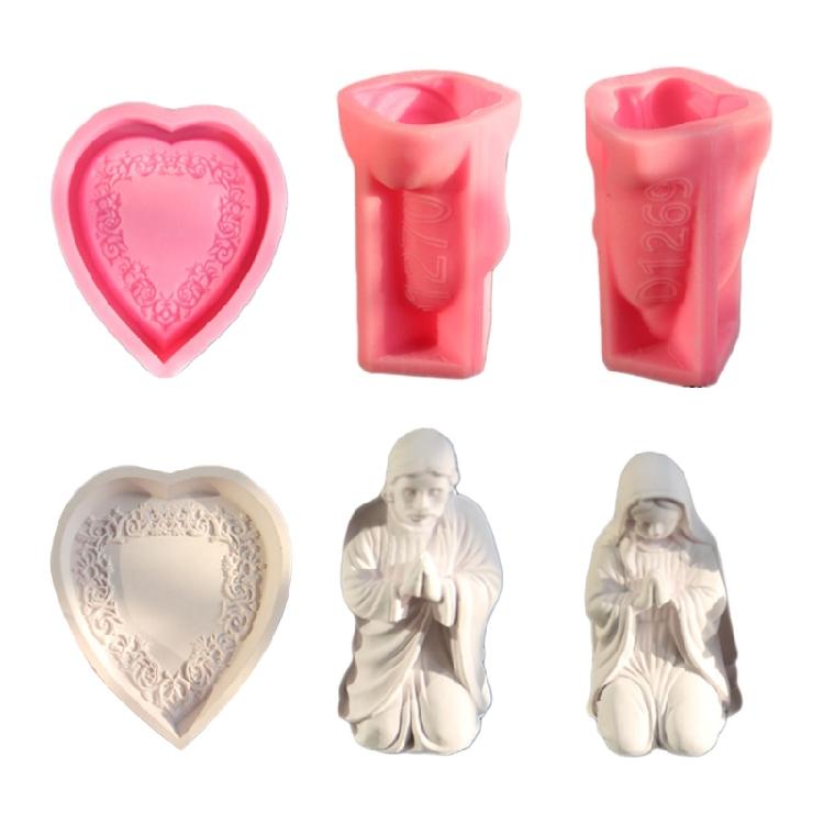 

Pack of 3 Multipurpose Silicone Molds Home Projects Decorative Figures Holders Moulds Heart Design Silicone Texture 1