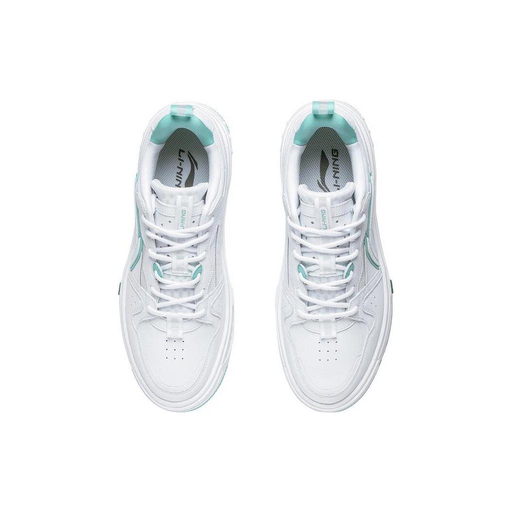 New LiNing Anti-Slip And Wear-Resistant Height Increasing Low-Top Skateboard Shoes Men's White Cyan AGCT143-1