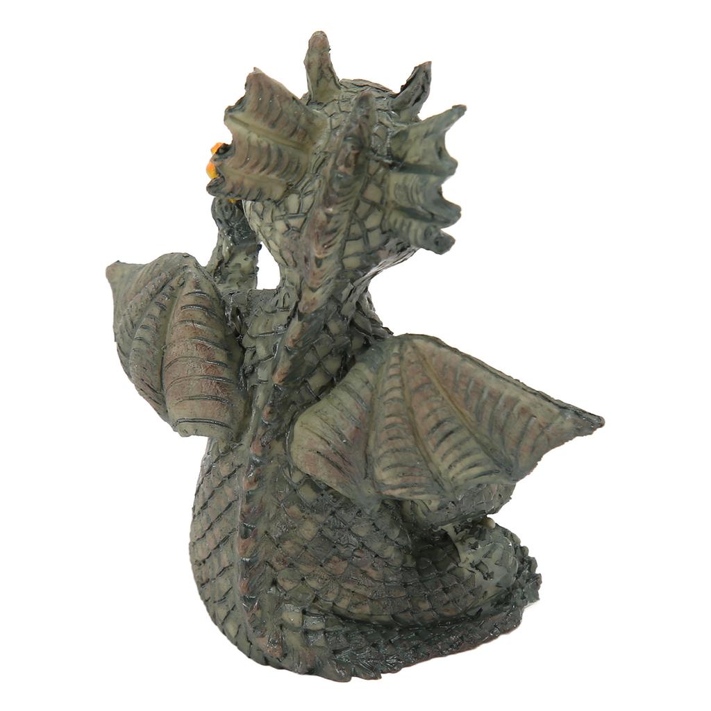 Baby Dragon Reading Book Statue Rainproof Lovely Durable Resin Dragon Sculpture for Garden Wall Office