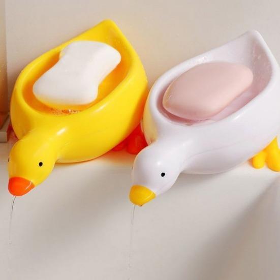 Duck-Shaped Soap Box Non-Slip Design Self-draining Easy to Clean Universal Soap Holder Bathroom Decoration