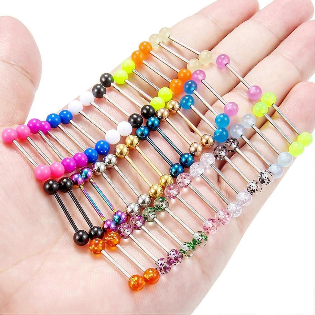 24-48PCS 16G Nipple Rings Straight Barbells Surgical Steel Tongue Rings