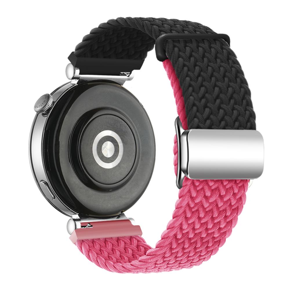 For Huawei Watch GT 4 41mm Universal 18mm Watch Strap Woven Wrist Band with Silver Magnetic Buckle