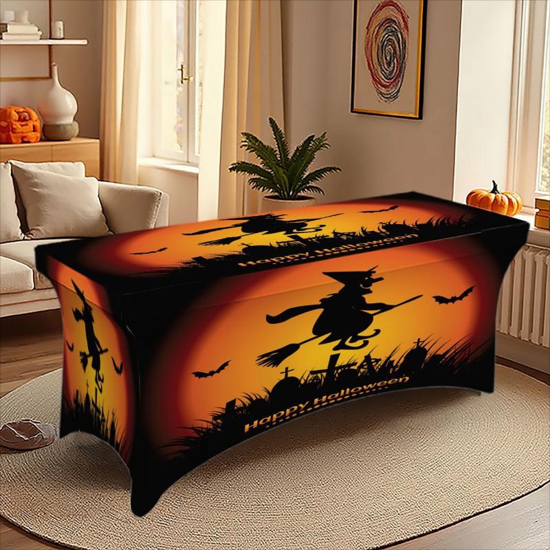 Halloween Printed Stretch Tablecloth Milk Fabric Outdoor Party Decor
