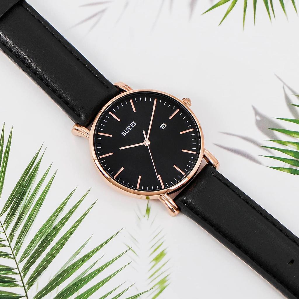 Popular Stylish Watch [BUREI] Men's Watch, Simple, Waterproof, Analog, Brand, Men's (Rose Gold)
