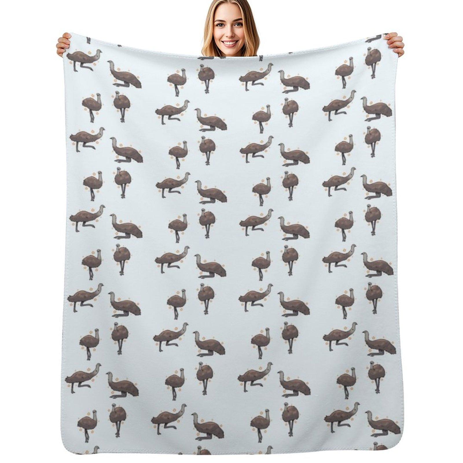 Emu bird pack Throw Blanket Warm Napping Blanket for Office Couch Bed Size: 75*100cm, Weight: 230 GSM