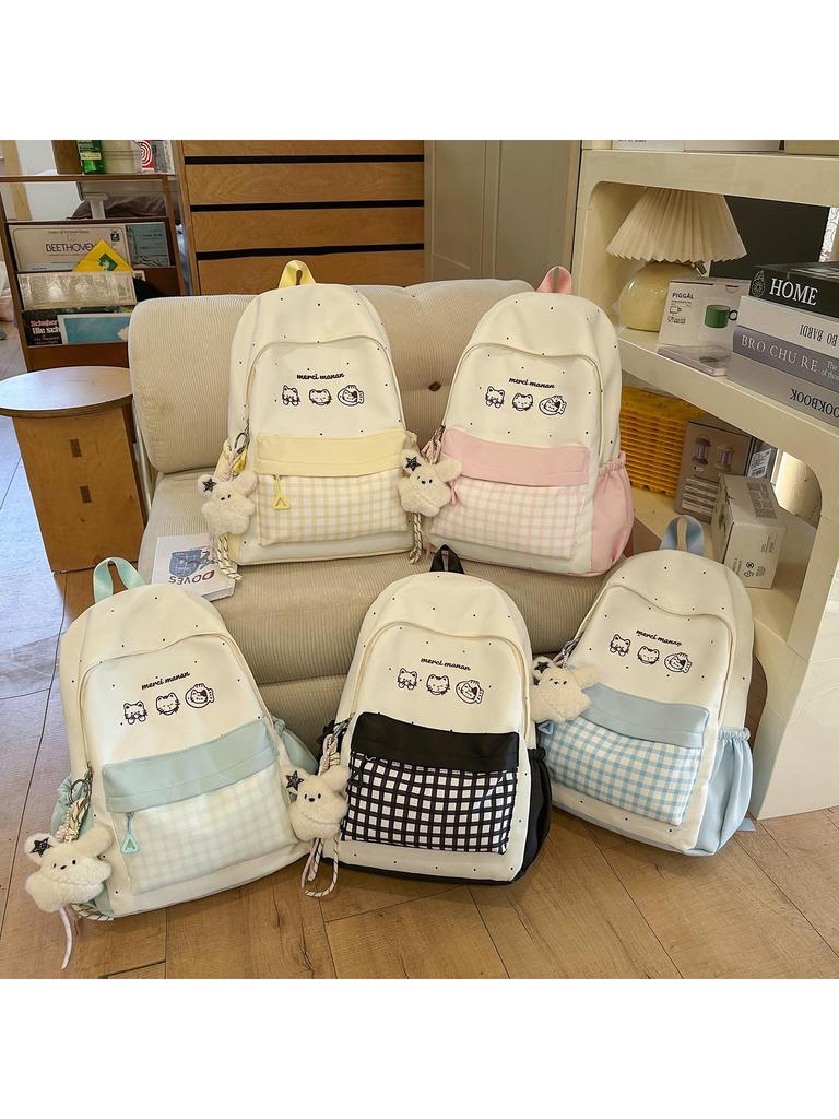 Lightweight Plaid Backpack for Junior High Students - Stylish & Spacious