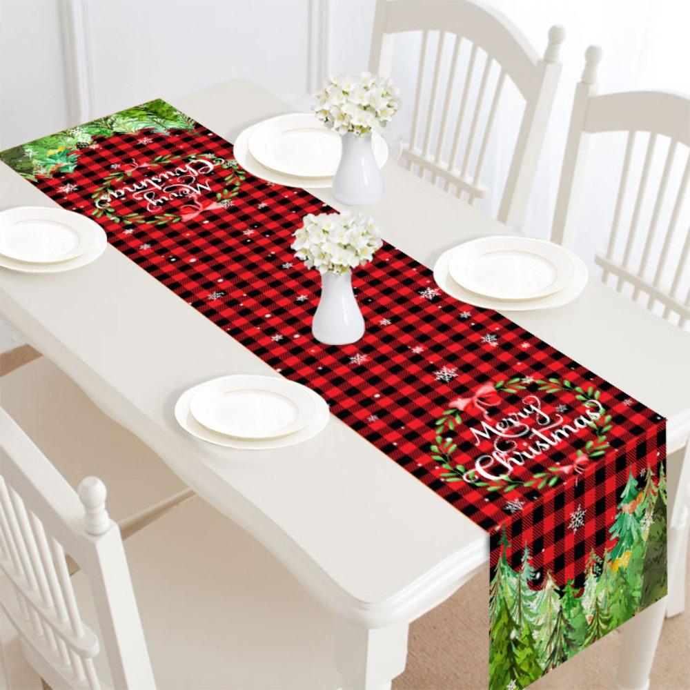 Xmas Ornaments 30x182cm Christmas Table Runner Long Luxury Dacron Table Runner Pastoral Style Vintage Tablecloth Party