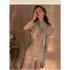 Sexy Underwear Sexy Vintage Embroidered Cheongsam Transparent Hot Temptation Uniform