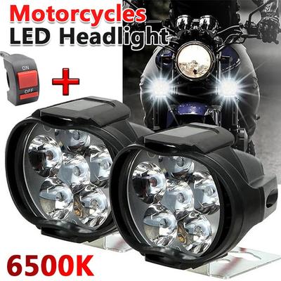 2ks LED Motocykel Super Jasné Svetlo Vodotesné Svetlo So Spínačom Univerzálny Skúter Hmlové Svetlo 6500K Biela Motocyklová DRL Lampa