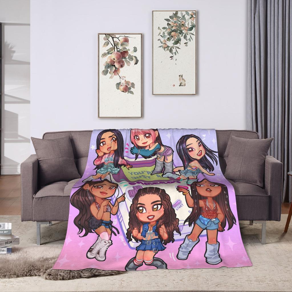 Katseye Kpop Flannel Blankets Winter Soft Durable Bedding Throws for Children Outdoor Graphic Bedspread Sofa Bed Cover