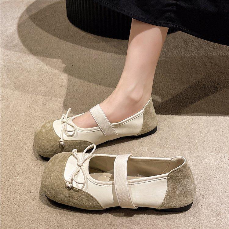 Flache Einzelne Schuhe Damen Retro Flacher Ausschnitt Flache Weiche Sohle Mary Jane Schuhe Modisch und Bequem