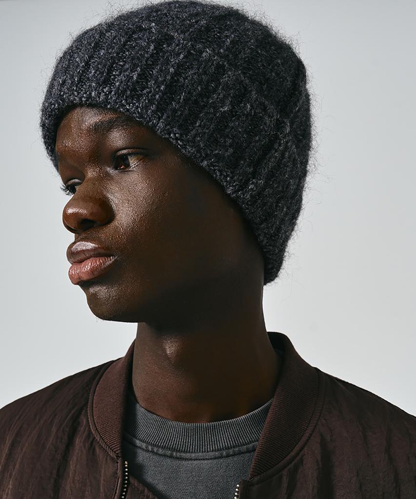 NOIRER Mohair Ribbed Wool Beanie (3 Colors)