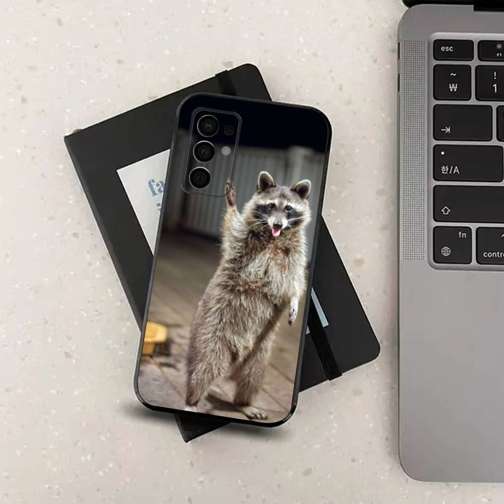 Cute R-Raccoon For Samsung Galaxy A53,31,52,72,41,Note,J7,8,9,5G,22,73,32,71, Soft Black Silicone Case