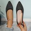 Women's Flat Shoes Autumn New Pointed Head Shallow Mouth Rhinestone Soft Sole Anti-slip Wear-resistant Single Shoes