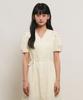 GENERALIDEA Striped V-Neck Puff Long Dress [Vanilla] / Gf2Lop514