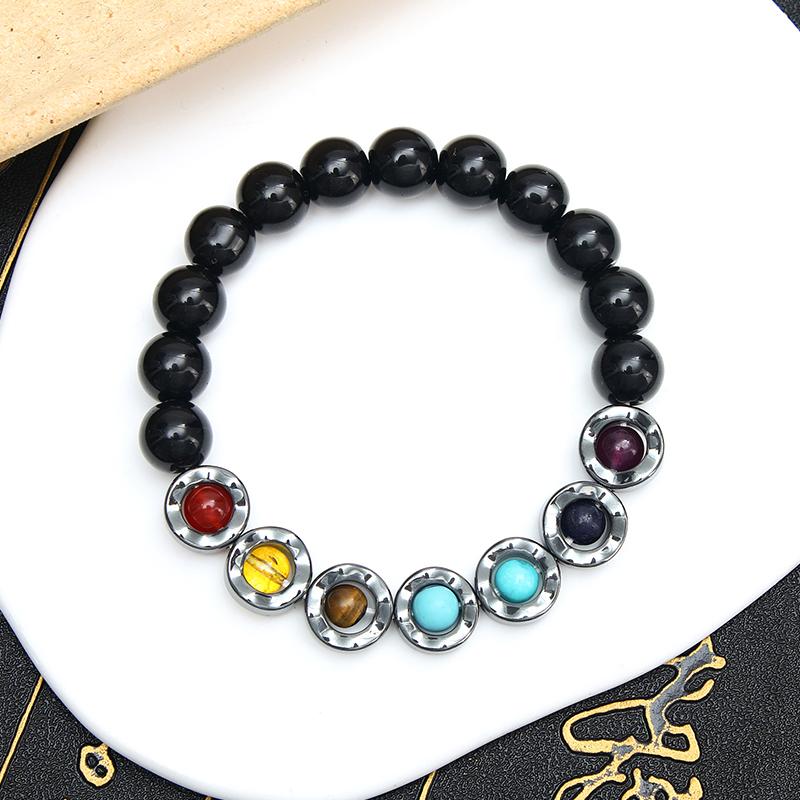 

Уникальный новый черный браслет с желчными камнями, вращающиеся красочные бусины для йоги, бусины с тигровым глазом, браслет для игр, мужской браслет, элитный браслет