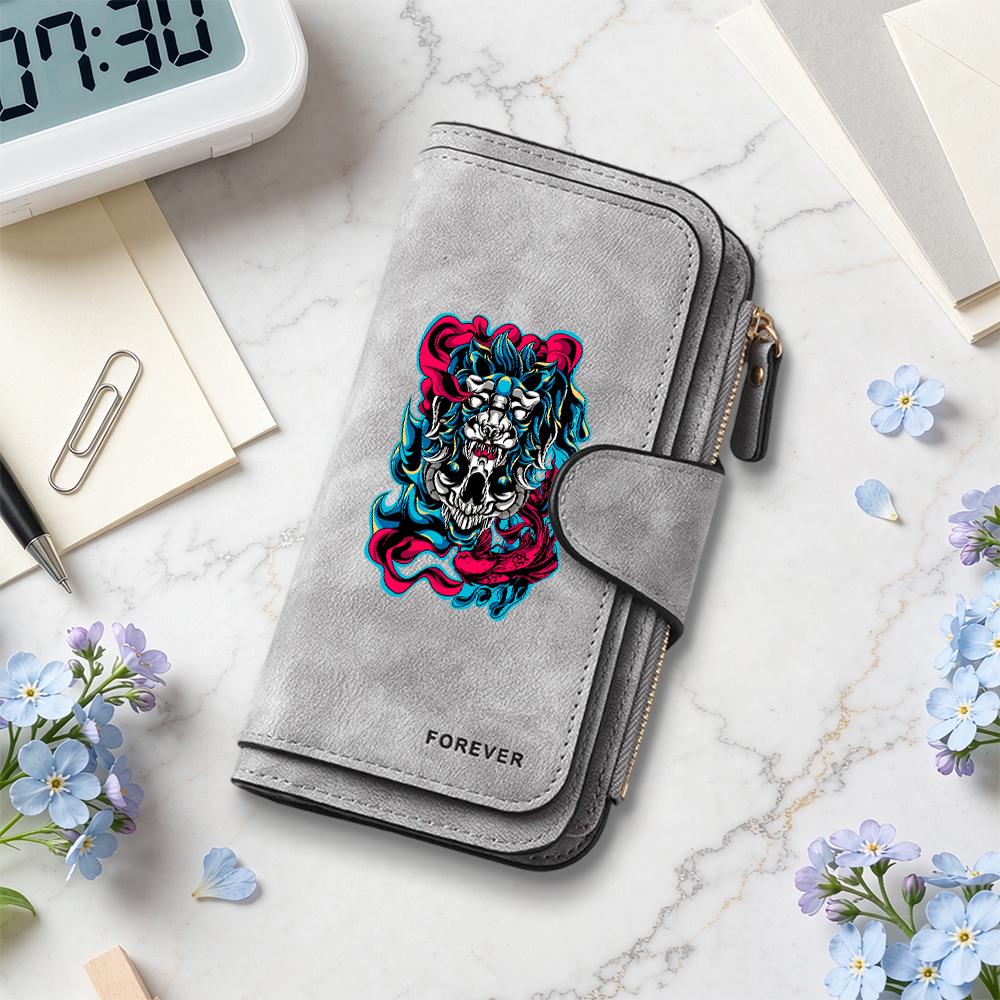 Stylish Pattern Long Wallet Forever Printed Purse Portable Daily Use Card Holder Fashion Casual Zipper Purse