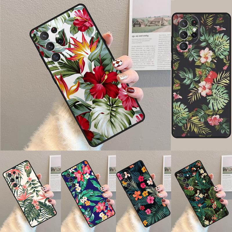 Retro Tropical Floral Flowers Phone Case For Samsung Galaxy Note 10 Pro S26 S25 S24 S23 S22 Ultra Plus S21 FE S20 Cover