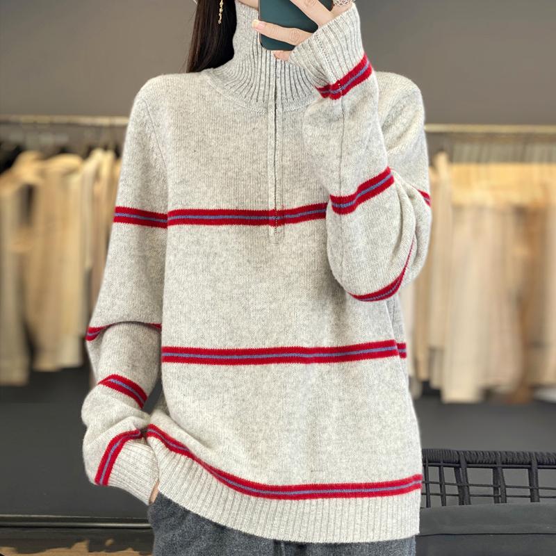 Women Sweater 100% Wool MODERN NEW SAGA Turtleneck Knit Pullover Turn-down Collar Thick Winter Jumpers Female Knit Tops