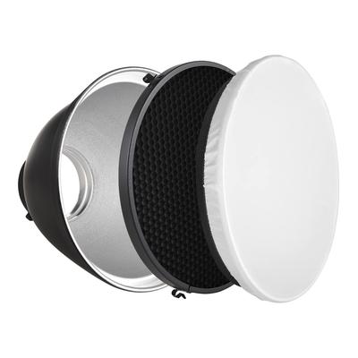 9 Inch Reflector Diffuser Bowens Mount Photography Lamp Shape Dish with 60 Degrees Honeycomb Grid & White