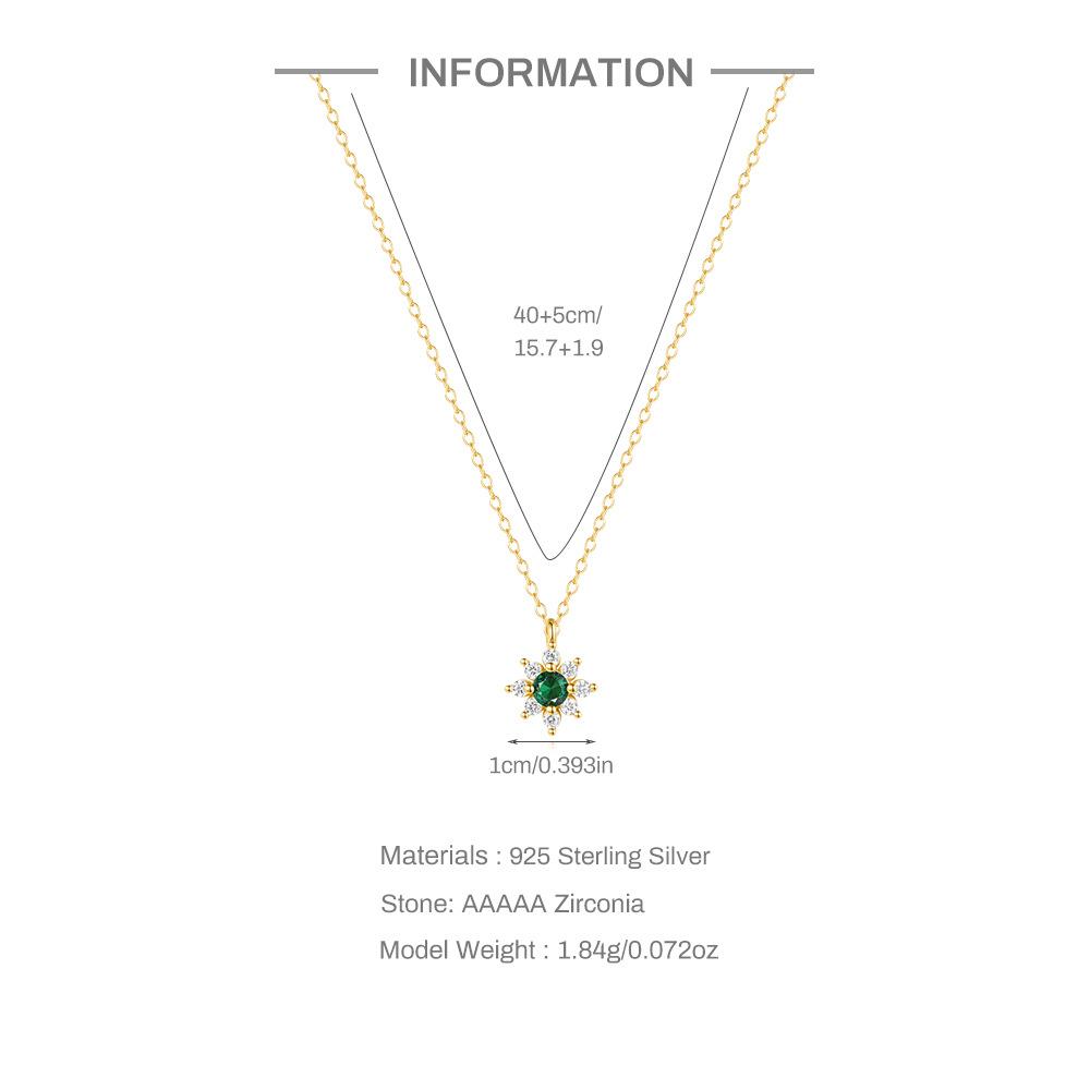 Mode S925 Sterlingsilber Windblume Smaragd Edel Atmosphärisch Diamant Set Damen Schlüsselbeinkette