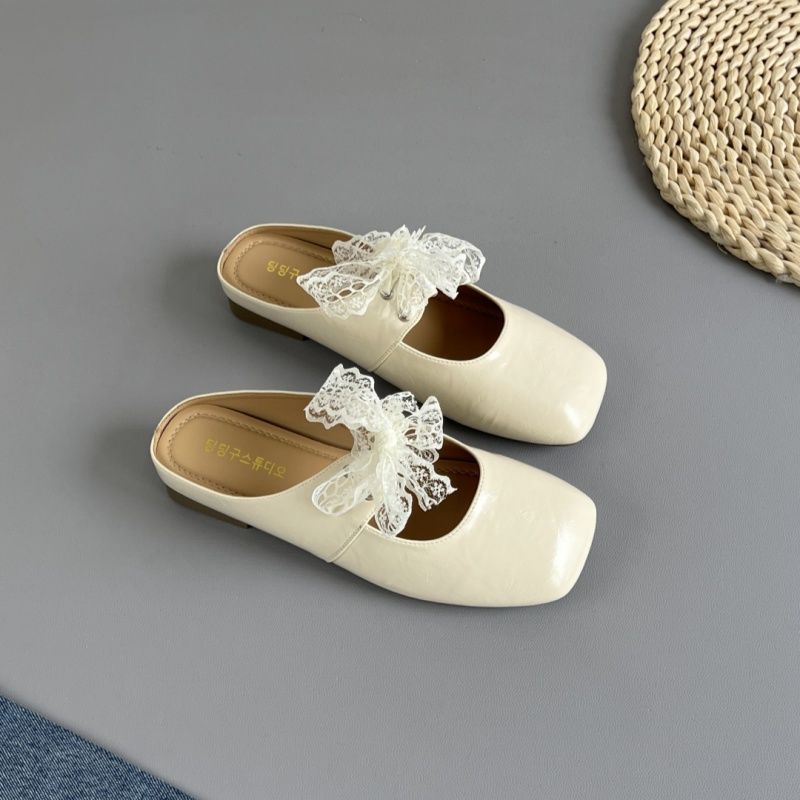 French retro soft-soled bag head half slippers women's 2025 summer new fashion casual versatile comfortable Mary Jane shoes