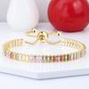 2x4mm Rectangle Stone Rainbow Crystal Multicolor Zircon Bracelets for Women Rose Gold Silver Color Chain Bracelet Bridal Jewelry