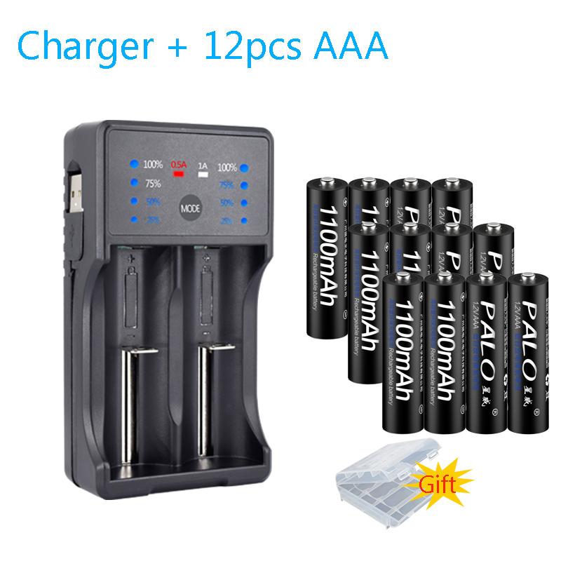 PALO aaa Rechargeable Battery aaa nimh ni-mh Battery 1100mah 3a Battery with Led Display Battery Charger aa Battery Charger