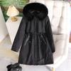 Pie overcome the new women's medium and long cotton-padded clothes, winter velvet cotton-padded jackets, and large fur collar jackets.
