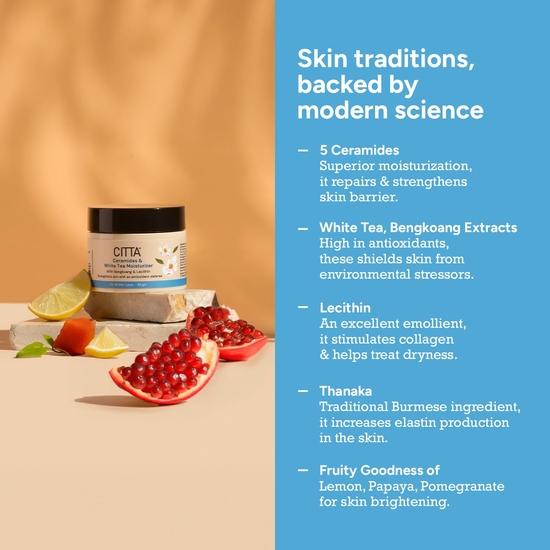 CITTA Ceramides & White Tea Moisturizer for Men & Women | Hydrating Face Moisturizer with Niacinamide for Dry Skin | 50 Gm