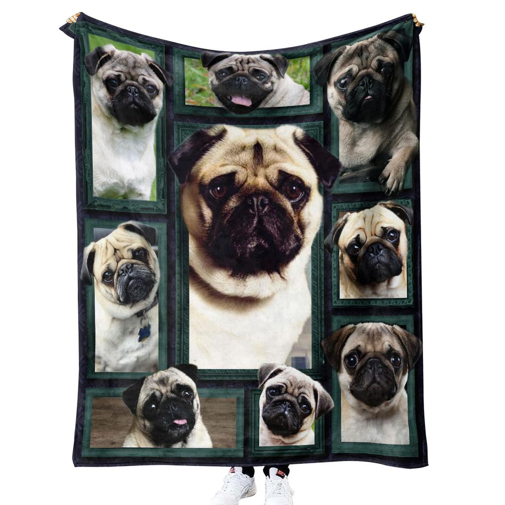German Shepherd Blanket Dog Lover Gift Fleece Throw Soft Cozy Pet Photo Collage Home Decor Animal Art Bedding Cover