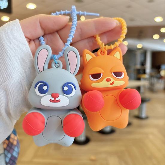 Keychain Pendant Cartoon Bear Panda Shape Stress Relief Fidget Pendant with Bead Chain Lanyard Keys Bags Decompression Toy
