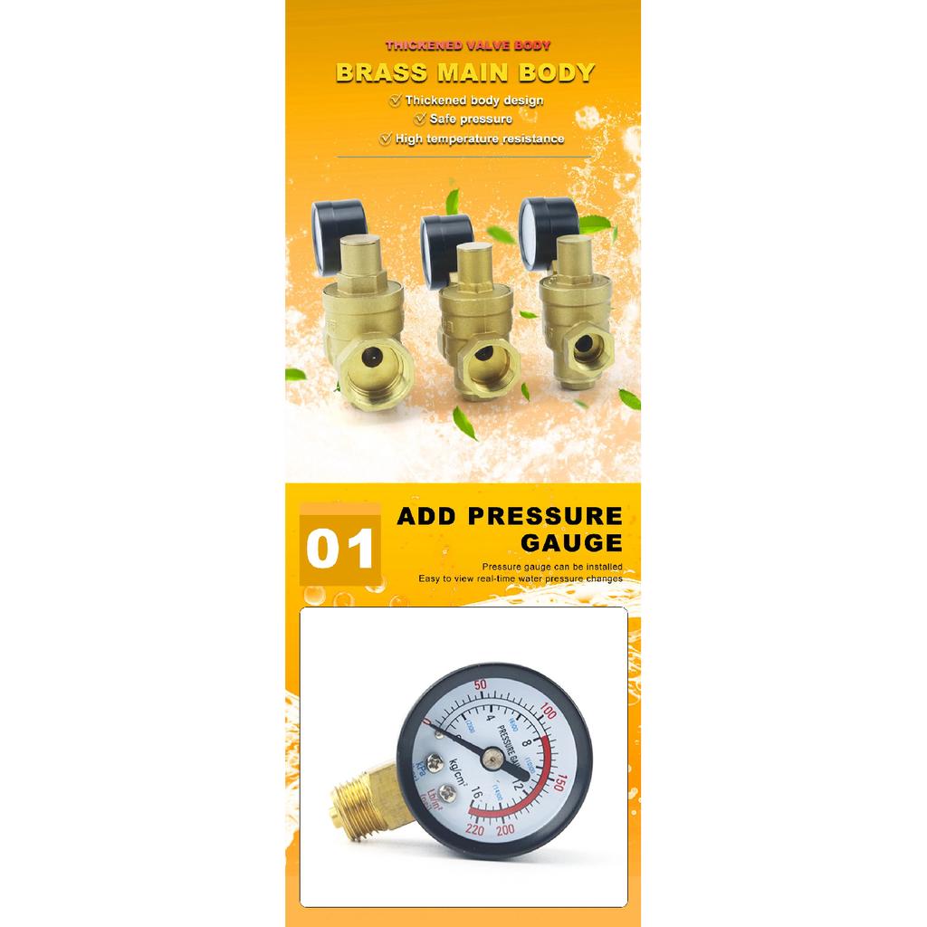 DN15 DN20 DN25 Brass Water Pressure Reducing Maintaining Valve 1/2" 3/4" 1" Adjustable Relief Valve With Gauge Meter