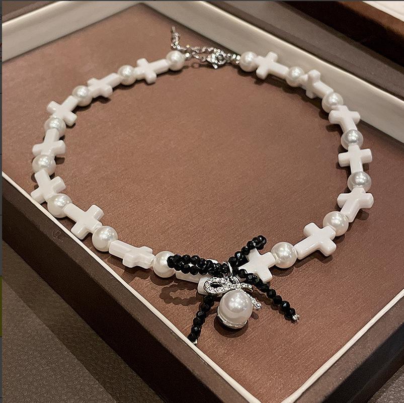 Baroque Water Drop Pearl Fringe Necklace Temperament Collarbone Chain French Retro Necklace Women