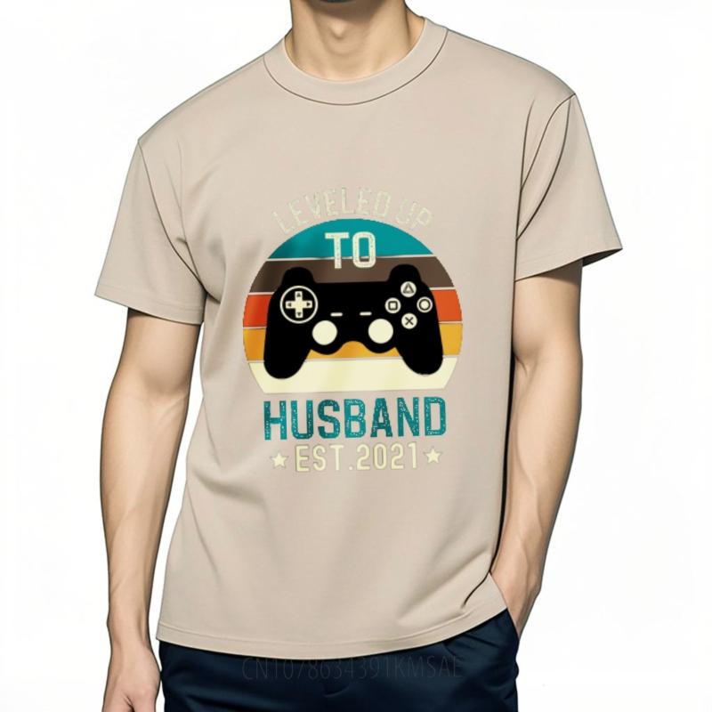 Vintage Short Sleeve Shirt Breathable Women Oneck t shirt Vintage Leveled Up To Husband Est 2021 Everyday Teenagers Tee shirt