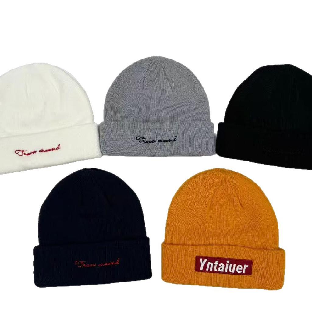 Trend simple English embroidery stacking hat women's autumn and winter versatile wool hat knitted hat warm cold hat fashion