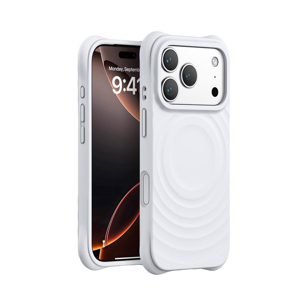 Liquid Silicone Ripple Phone Case For iPhone 17 16 15 14 Pro Max Magnetic Wireless Charge Shockproof Soft Thick Protective Case