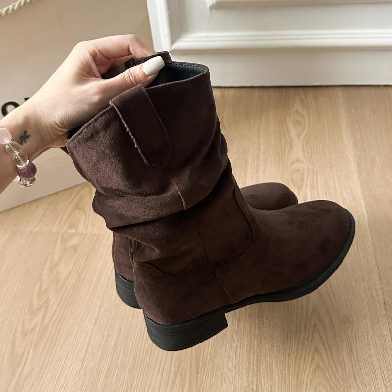 Frosted Suede Pile Boots Women's 2025 Autumn New Maillard Short Boots Korean Version of Leisure Travel Martin Boots