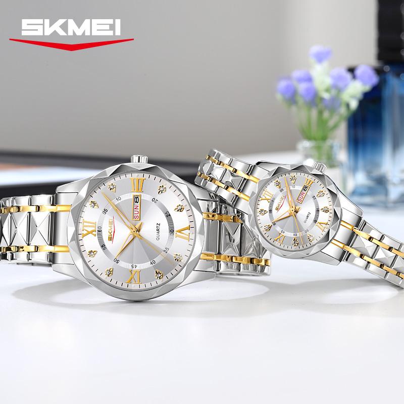 SKMEI New Man Waterproof Fashion Luxury Dial Exquisite Quartz Stainless Steel Watch for Women 9369