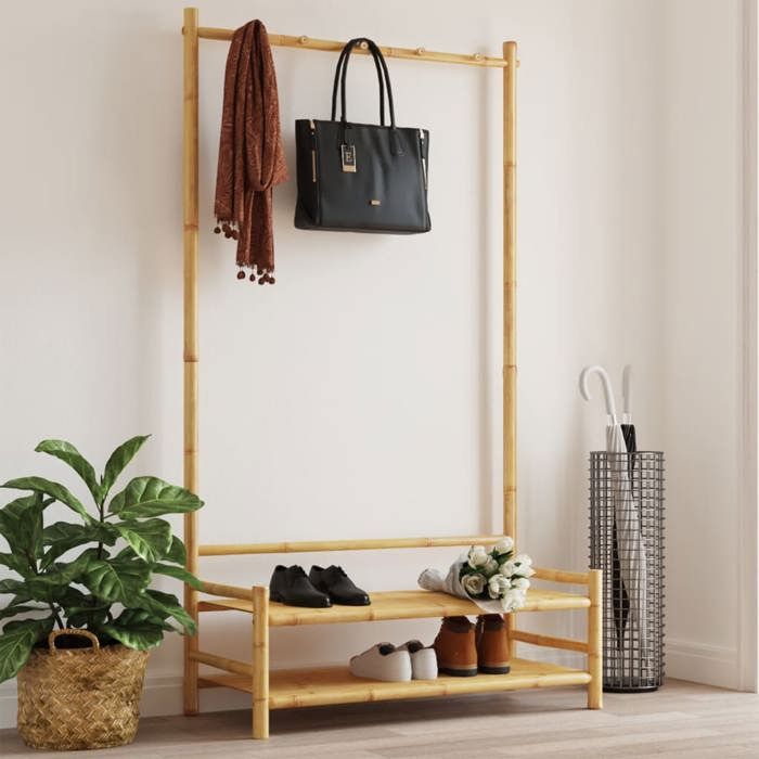 VidaXL Clothes Rack with Shelves 103x40x183 Cm Bamboo, Coat Rack, Garment Rack with Shelves, Coat Rack 368032