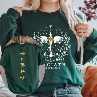 Fourth Wing Double-Sided Sweatshirt Basgiath War College Sweatshirt Women Hoodies Vintage Long Sleeve Pullover Bookish Gift Top
