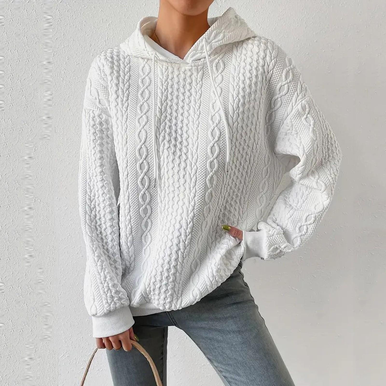 

Женские толстовки с длинным рукавом, повседневные однотонные толстовки с капюшоном на шнурке для женщин, пуловер XXXL белый