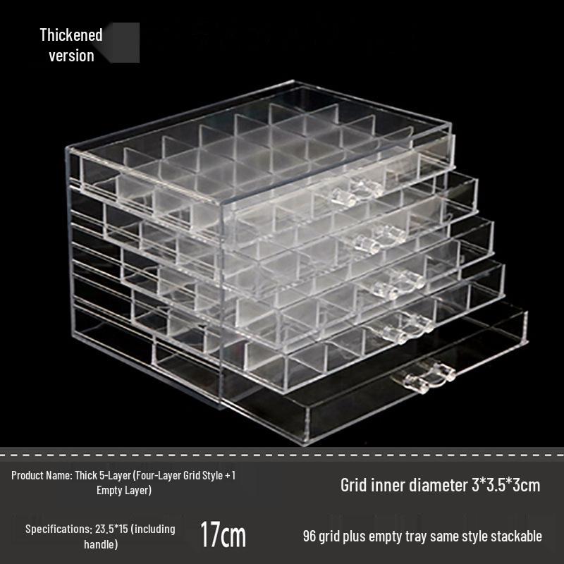 Clear 5-Layer Jewelry & Nail Art Organizer Box with 120 Compartments