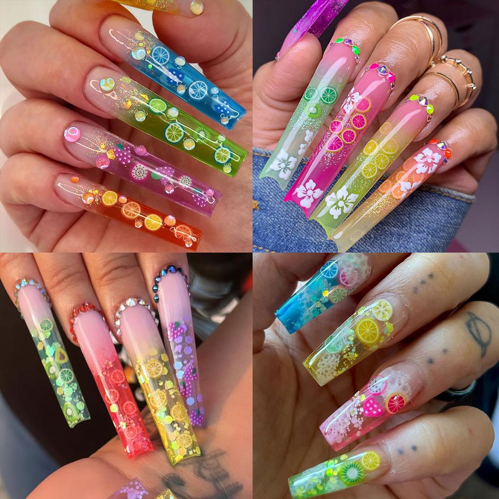 17000Pcs 3D Fruit Slices Polymer Clay Nail Art Decoration Tiny Fruit Slices For Nails DIY Mixed Fruit Flower Slices Sticker
